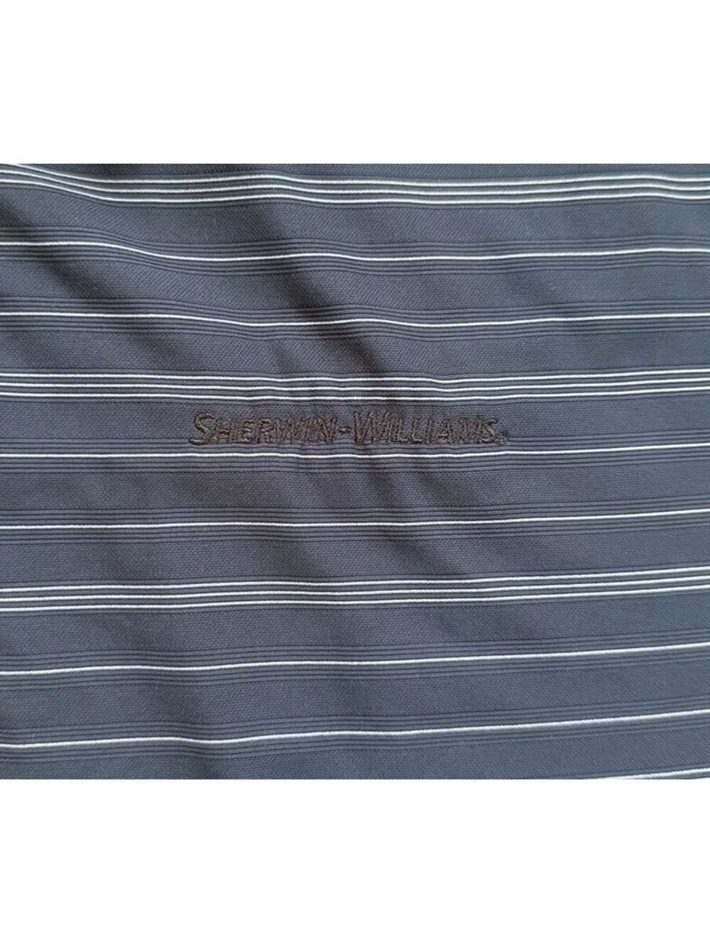 Nike Golf Dri-FIT Polo Shirt Men’s XL Blue Striped Sherwin-Williams Logo Golf